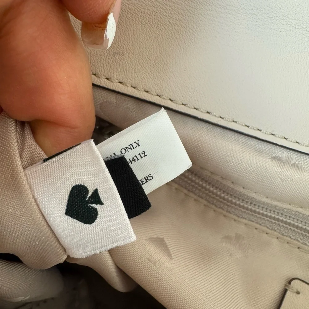 Kate Spade Cream and Brown Shoulder Bag with Chain Handles